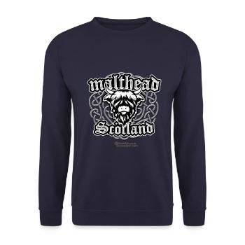 Malt Whiskey Malthead Celtic Design - Unisex Pullover - Navy - Vorne - Alina (178cm) & Michal (187cm)