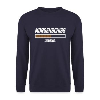 Morgenschiss Loading... - Unisex Pullover - Navy - Vorne - Alina (178cm) & Michal (187cm)