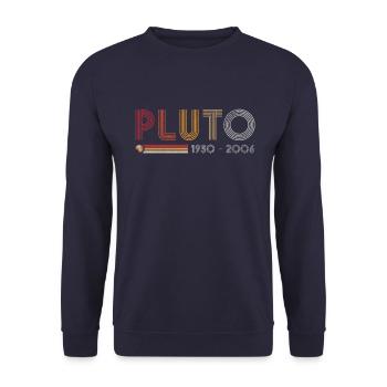 Pluto Vergessen Sie niemals Retro-Wissenschaft und Astronomie - Unisex Pullover - Navy - Vorne - Alina (178cm) & Michal (187cm)