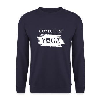 Okay but first Yoga - Unisex Pullover - Navy - Vorne - Alina (178cm) & Michal (187cm)