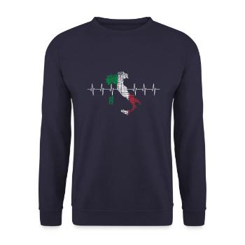 Italien Herzschlag - Unisex Pullover - Navy - Vorne - Alina (178cm) & Michal (187cm)