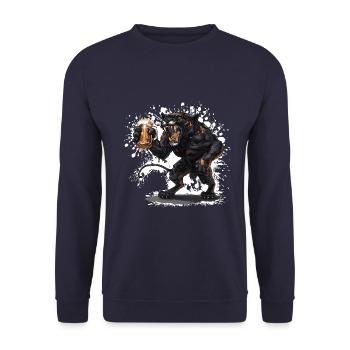 Panther Bier Lustig - Unisex Pullover - Navy - Vorne - Alina (178cm) & Michal (187cm)