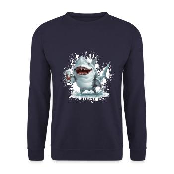Bière de requin drôle - Sweat-shirt Unisexe - marine - Devant - Alina (178cm) & Michal (187cm)