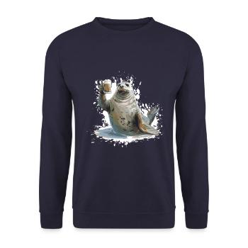 Robbe Beer Funny - Unisex Sweatshirt - navy - Front - Alina (178cm) & Michal (187cm)