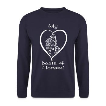 Mon coeur bat 4 chevaux! - Sweat-shirt Unisexe - marine - Devant - Alina (178cm) & Michal (187cm)