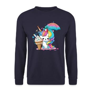 Unicorn Fairy Dust - Let yourself be enchanted - Unisex Sweatshirt - navy - Front - Alina (178cm) & Michal (187cm)