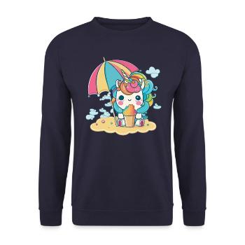 Ice Cream Unicorn - The Sweetest Temptation - Unisex Sweatshirt - navy - Front - Alina (178cm) & Michal (187cm)