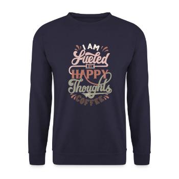 Happy Thoughts and Coffee - Unisex Pullover - Navy - Vorne - Alina (178cm) & Michal (187cm)