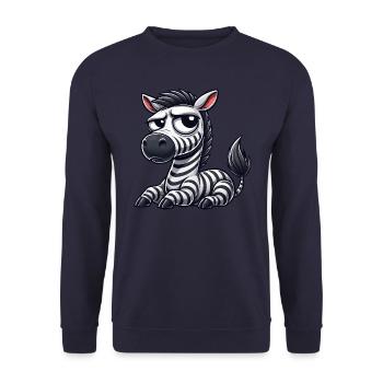 Zebra Cartoon lustiger Stier Comic - Unisex Pullover - Navy - Vorne - Alina (178cm) & Michal (187cm)