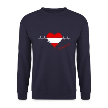 Österreich Splash Herz Herzschlag Geschenk - Unisex Pullover - Navy - Vorne - Alina (178cm) & Michal (187cm)
