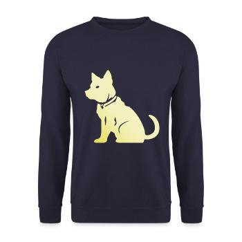 Shiba Inu Hund Silhouette - Unisex Pullover - Navy - Vorne - Alina (178cm) & Michal (187cm)