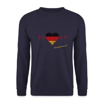 Deutschland - Unisex Pullover - Navy - Vorne - Alina (178cm) & Michal (187cm)