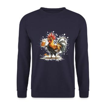 Hahn Bier Lustig - Unisex Pullover - Navy - Vorne - Alina (178cm) & Michal (187cm)