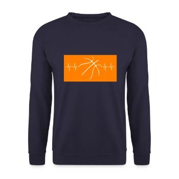 Basketball Herzschlag heartbeat Streetball - Unisex Pullover - Navy - Vorne - Alina (178cm) & Michal (187cm)