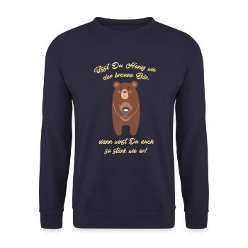 Isst Du Honig wie ein Bär Geschenkidee - Unisex Pullover - Navy - Vorne - Alina (178cm) & Michal (187cm)