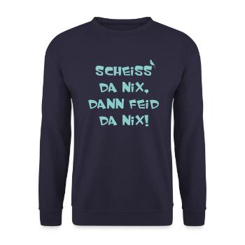 Scheiss da nix dann feid da nix - Unisex Pullover - Navy - Vorne - Alina (178cm) & Michal (187cm)