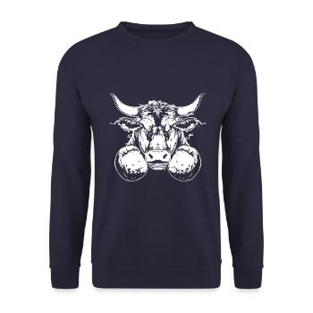 Bulle Stier Boxen Kämpfer MMA - Unisex Pullover - Navy - Vorne - Alina (178cm) & Michal (187cm)