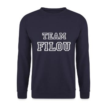TEAM FILOU Dog Name Male TeamTricot - Unisex Sweatshirt - navy - Front - Alina (178cm) & Michal (187cm)