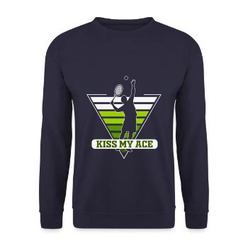 Kiss my Ace Funny Tennis Retro Sunset - Unisex Sweatshirt - navy - Front - Alina (178cm) & Michal (187cm)