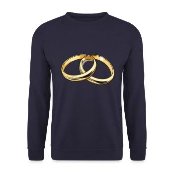 Anneaux de mariage symbole mariage - Sweat-shirt Unisexe - marine - Devant - Alina (178cm) & Michal (187cm)