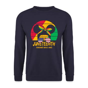 Juneteenth - Unisex Sweatshirt - navy - Front - Alina (178cm) & Michal (187cm)