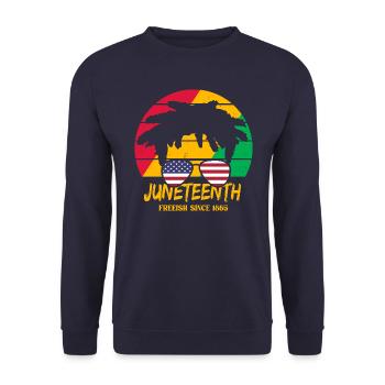 Juneteenth - Unisex Sweatshirt - navy - Front - Alina (178cm) & Michal (187cm)