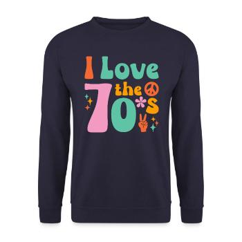 Ich Liebe die 70er Hippie - Unisex Pullover - Navy - Vorne - Alina (178cm) & Michal (187cm)