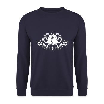 Bierglas Bierkrug Bier Symbol - Unisex Pullover - Navy - Vorne - Alina (178cm) & Michal (187cm)