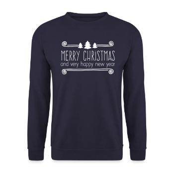 Frohe Weihnachten Weihnachtsgeschenk Santa xmas - Unisex Pullover - Navy - Vorne - Alina (178cm) & Michal (187cm)
