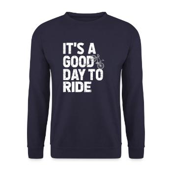 Bicycle Gift, Bike lover, It's A Good Day To Ride - Unisex Sweatshirt - navy - Front - Alina (178cm) & Michal (187cm)