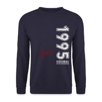 30. Geburtstag Geschenk Mann Original Juni 1995 - Unisex Pullover - Navy - Vorne - Alina (178cm) & Michal (187cm)