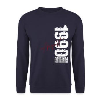 35ème anniversaire cadeau mari Original août 1990 - Sweat-shirt Unisexe - marine - Devant - Alina (178cm) & Michal (187cm)