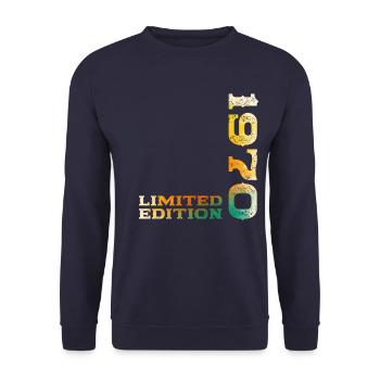 55th Birthday Legend Born in 1970 - Unisex Sweatshirt - navy - Front - Alina (178cm) & Michal (187cm)