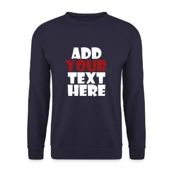 Ajoutez votre texte ici | blanc - Sweat-shirt Unisexe - marine - Devant - Alina (178cm) & Michal (187cm)
