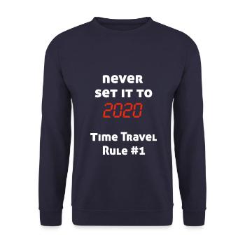 Voyage dans le temps Corona 2020 disant Retour vers le futur - Sweat-shirt Unisexe - marine - Devant - Alina (178cm) & Michal (187cm)