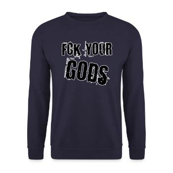 FCK your gods - Unisex Pullover - Navy - Vorne - Alina (178cm) & Michal (187cm)