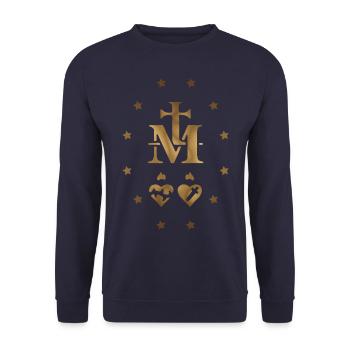 Miraculous Medal (Medal of the Immaculate Conception) - Unisex Sweatshirt - navy - Front - Alina (178cm) & Michal (187cm)