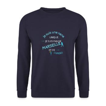 Femme supporter de Marseille - Sweat-shirt Unisexe - marine - Devant - Alina (178cm) & Michal (187cm)