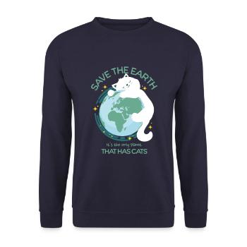 Sauvez la terre, c’est la seule planète qui a des chats - Sweat-shirt Unisexe - marine - Devant - Alina (178cm) & Michal (187cm)