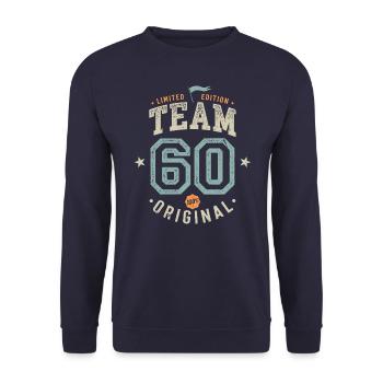 Team 60 - 100% Original / Limited Edition - Unisex Sweatshirt - navy - Front - Alina (178cm) & Michal (187cm)