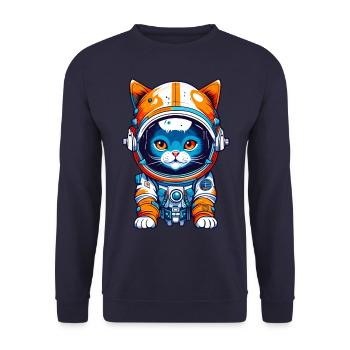 Space Cat 01 - Unisex Pullover - Navy - Vorne - Alina (178cm) & Michal (187cm)