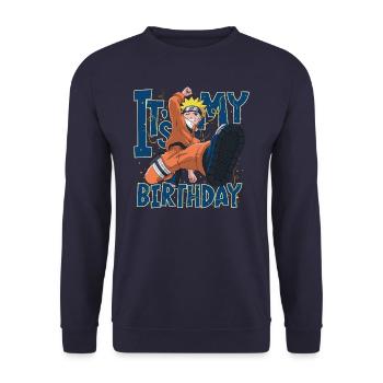 Naruto It's My Birthday Geburtstags-Design - Unisex Pullover - Navy - Vorne - Alina (178cm) & Michal (187cm)