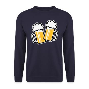 2 chopes de bière toast, à votre santé ! (Chopes à bière 3C) - Sweat-shirt Unisexe - marine - Devant - Alina (178cm) & Michal (187cm)