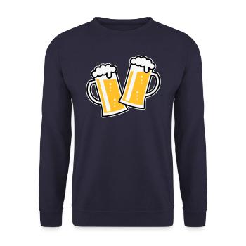 2 Toasting German Beer Steins (Cheers / 3C) - Unisex Sweatshirt - navy - Front - Alina (178cm) & Michal (187cm)