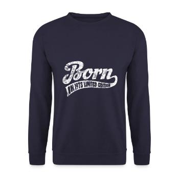Born in 1973 - Limited Edition - Birthday - Unisex Sweatshirt - navy - Front - Alina (178cm) & Michal (187cm)