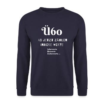 Ü60 Geburtstag über 60 Jahre Funshirt Birthday - Unisex Pullover - Navy - Vorne - Alina (178cm) & Michal (187cm)
