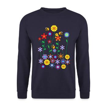 Blumen und Bienen - Unisex Pullover - Navy - Vorne - Alina (178cm) & Michal (187cm)