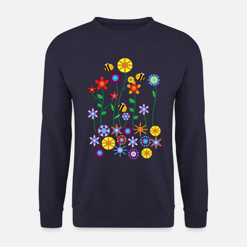 Blumen und Bienen - Unisex Pullover - Navy