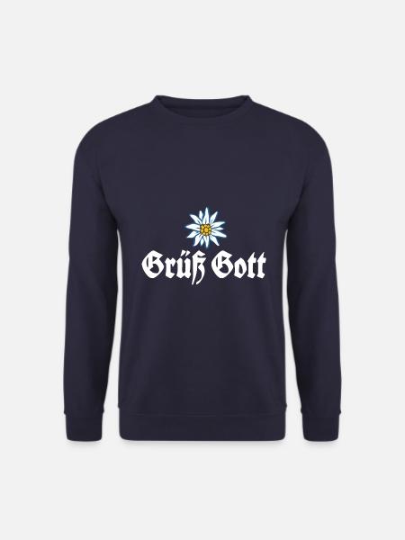 Grüß Gott - Alpen Edelweiß aus Bayern - Unisex Pullover - Navy