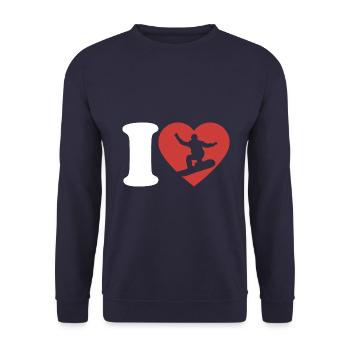 I Love Snowboard - Herz - Hobby - Unisex Pullover - Navy - Vorne - Alina (178cm) & Michal (187cm)